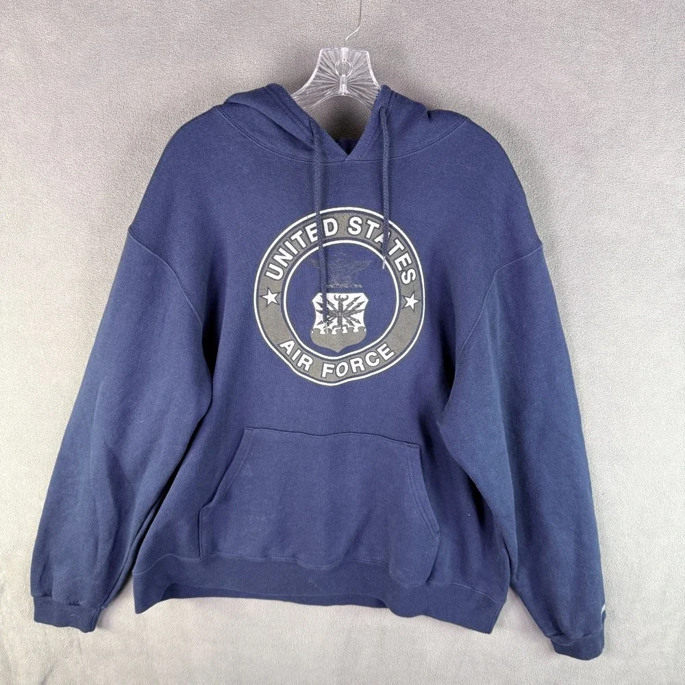 Vintage Y2K US Air Force Hoodie XL Hooded Sweatshirt Soffe USAF USA‎ Grunge